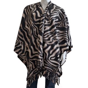 Luxe omslagdoek/poncho - zebra print - 180 x 140 cm - fleece - Dameskleding accessoires One size  -