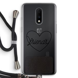 Friends heart black: OnePlus 7 Transparant Hoesje met koord