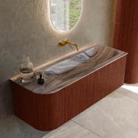 Badmeubel Mondiaz Kurve-Dlux | 125 cm | Meubelkleur Ruby | Wastafelkleur Sombra | Solid surface | Wasbak rechter zijde spoelbak | Zonder kraangat(en) Badmeubel Mondiaz Kurve-Dlux | 125 cm | Meubelkleur Ruby | Wastafelkleur Sombra | Solid surface | Wasbak rechter zijde spoelbak | Zonder kraangat(en)