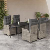 5-delige Tuinset met kussens poly rattan lichtgrijs