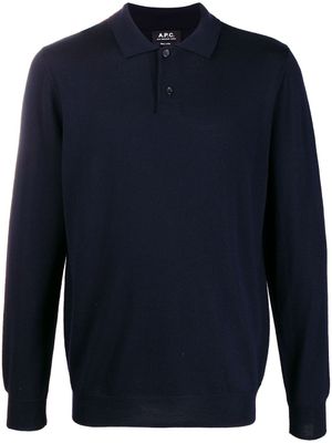 A.P.C. polo en maille à manches longues - Bleu