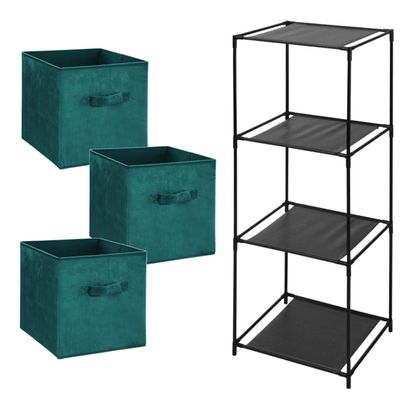 Opbergrek 3-laags Smartrack - 3x mandjes polyester - petrol groen - 34 x 98 cm