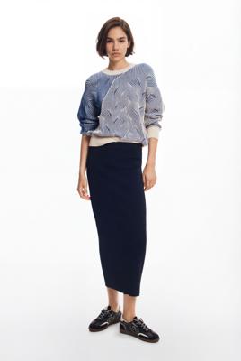 Rok van geribbelde stof - BLUE - L