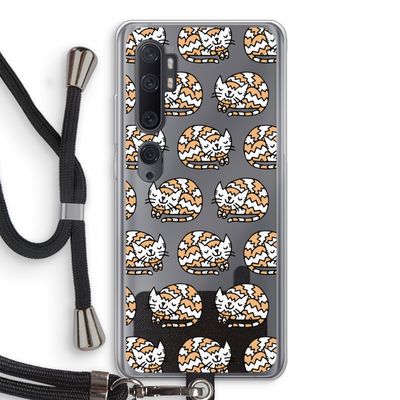 Slapende poes: Xiaomi Mi Note 10 Transparant Hoesje met koord