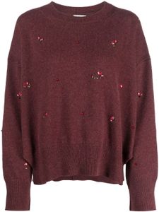 Barrie pull en cachemire à fleurs brodées - Rouge