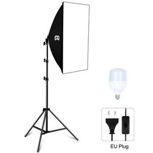 PULUZ Fotografische Verlichting Statief+50x70cm Fotostudio Softbox+E27 LED Lamp Lamp - EU Stekker