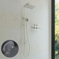 Regendouche set SaniClear Vision Curved | Opbouw | 20x30 cm | Mengkraan | Incl.Handdoucheset | Chroom