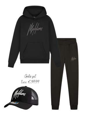 Malelions winter tracksuit jongens - zwart grijs - Essentials + GRATIS PET!