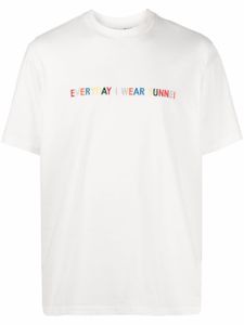 Sunnei t-shirt en coton à slogan brodé - Blanc