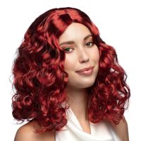Verkleedpruik voor dames - rood - Middeleeuwen/prinsessen/model - Carnaval - lang haar