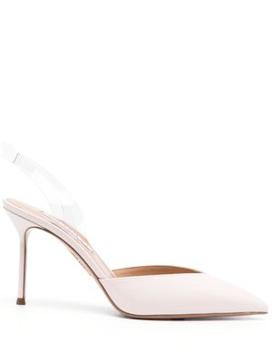 Aquazzura escarpins V Plexi Sling 90 mm en cuir - Rose