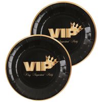 VIP thema feest wegwerpbordjes - 20x stuks - 23 cm - goud/zwart themafeest