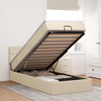 Ottoman bed met matras en LED's 80x200cm stof crèmekleurig