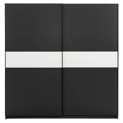 Schuifdeurkast Genua - antraciet/wit - 204x200x60 cm - Leen Bakker