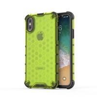 Schokbestendige honingraat PC + TPU beschermhoes voor iPhone X/XS (groen)