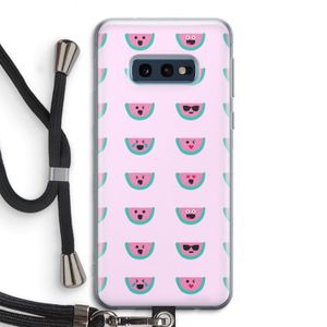 Smiley watermeloenprint: Samsung Galaxy S10e Transparant Hoesje met koord
