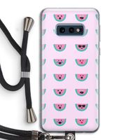 Smiley watermeloenprint: Samsung Galaxy S10e Transparant Hoesje met koord