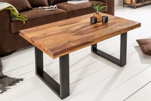Massief houten salontafel IRON CRAFT 100cm Sheesham steenafwerking Industrieel Design - 39871