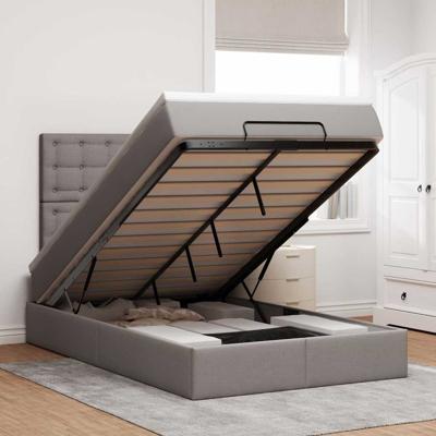 Ottoman bed met matras 120x200cm stof taupe
