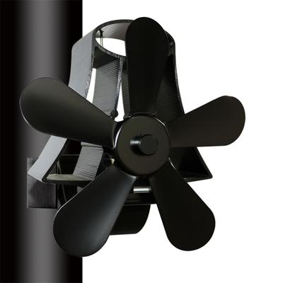 YL-106 5-Blade hoge temperatuur aluminium warmte aangedreven open haard kachel fan (zwart)