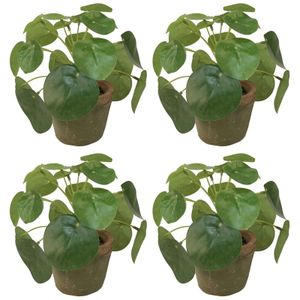 4x Kunstplanten pilea groen in pot 13 cm