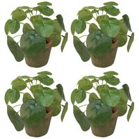 4x Kunstplanten pilea groen in pot 13 cm - thumbnail