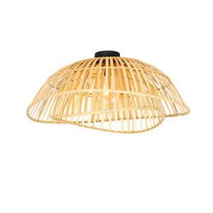 QAZQA Oosterse plafondlamp zwart met naturel bamboe 62 cm - Pua