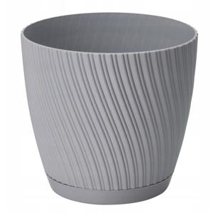 Form Plastic Plantenpot/bloempot Waves - kunststof - platina grijs - D23 x H21 cm   -