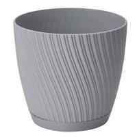 Form Plastic Plantenpot/bloempot Waves - kunststof - platina grijs - D23 x H21 cm   - - thumbnail