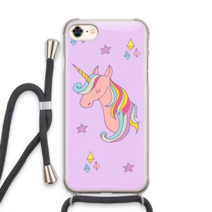 Roze eenhoorn: iPhone 8 Transparant Hoesje met koord