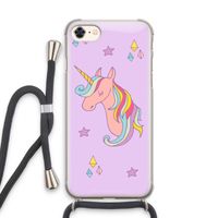 Roze eenhoorn: iPhone 8 Transparant Hoesje met koord