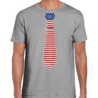 Verkleed T-shirt voor heren - stropdas Amerika - grijs - supporter - themafeest - thumbnail