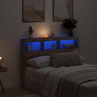 Hoofdbordkast met LED artisan 140x17x102 cm eikenkleurig