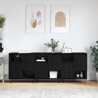 Dressoirs 3 pcs Zwart eiken 180 x 35 x 70 cm Bewerkt hout