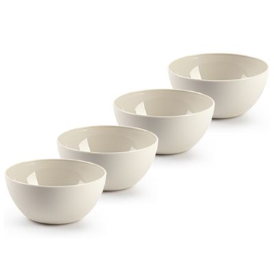 Kommetjes/schaaltjes - 4x stuks - dessert/ontbijt - kunststof - D12 x H5 cm - beige