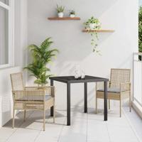 Tuinstoel met kussen 2 pcs Beige 55 x 53 x 85 cm poly rattan