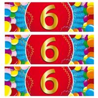 6 jaar leeftijd sticker - 10x - 19 x 6 cm - verjaardag - jubileum - versiering