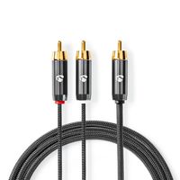 Nedis Subwoofer-Kabel | RCA Male | 2x RCA Male | 3 m | 4.5 mm | 1 stuks - CATB24000GY30 - CATB24000GY30 - thumbnail