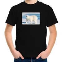 Dieren t-shirt met ijsberen foto zwart voor kinderen