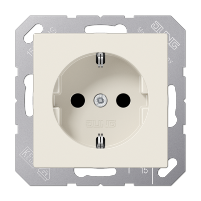 Jung A500 wandcontactdoos 1-voudig met randaarde inbouw aluminium A520NAL