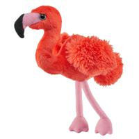 Pluche knuffel Flamingo vogel - roze - van 13 cm - thumbnail