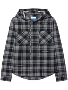 Off-White checked hooded shirt - Gris