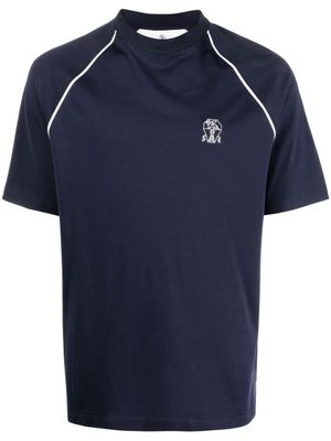 Brunello Cucinelli t-shirt à logo brodé - Bleu