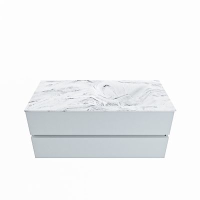 MONDIAZ VICA-DLUX 110cm badmeubel onderkast Clay 2 lades. Inbouw wastafel CLOUD rechts 1 kraangat, kleur Glace.