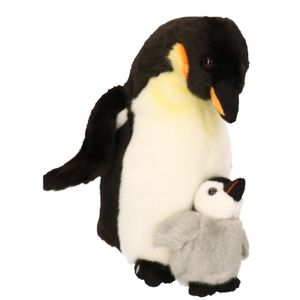 Pluche knuffel pinguin met jong 32 cm