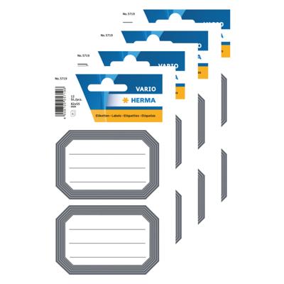 Herma Schoolboeken etiketten - stickers - 60x - grijs/wit - 8.2 x 5.5 cm