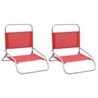 Strandstoelen 2 st inklapbaar stof rood - thumbnail
