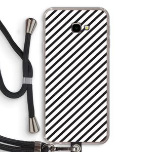 Strepen zwart-wit: Samsung Galaxy J4 Plus Transparant Hoesje met koord