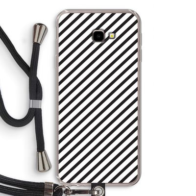 Strepen zwart-wit: Samsung Galaxy J4 Plus Transparant Hoesje met koord