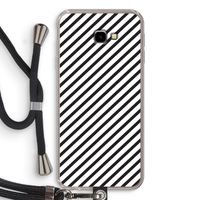 Strepen zwart-wit: Samsung Galaxy J4 Plus Transparant Hoesje met koord